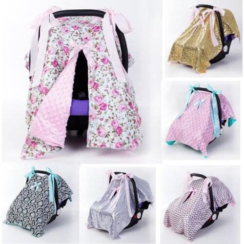NEW Baby Car Seat Blanket Cover Fashion Bow Newborn Baby Girls Soft Safety Car Seat Canopy Nursing Cover Multi-use Blanket Cover