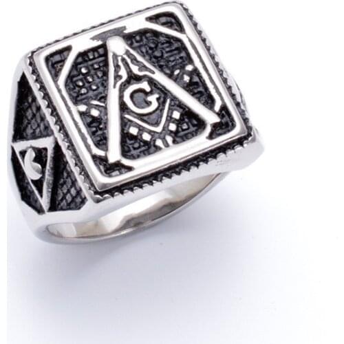 New Mens Square Freemason Free Mason Cross Templar Masonic Ring