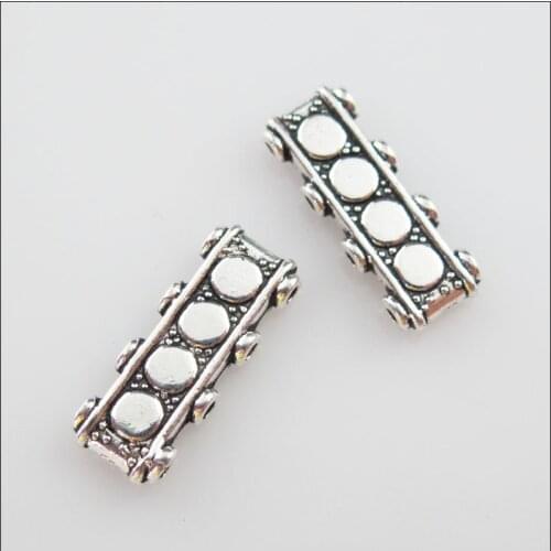 New 30Pcs Tibetan Silver 4-Hole Rectangle Spacer Bar Beads Connectors Charms 6.5x17mm
