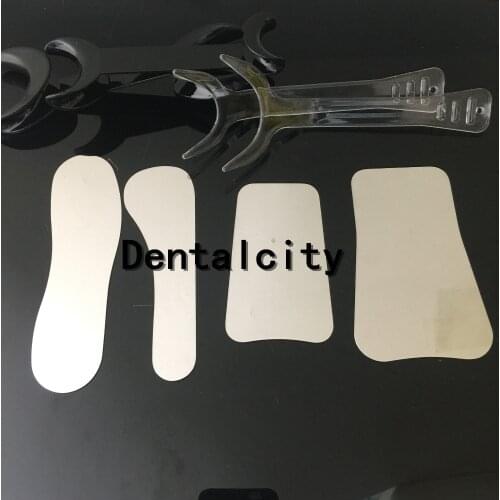 New 4pcs Dental Mirror Stainless Steel Autoclave+2pcs clear Retractor Mouth Cheek Opener+ 2pcs T-shape black double head openers