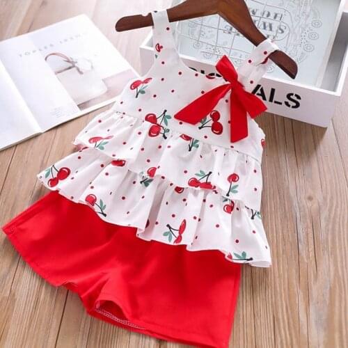 Baby Girl Clothes Hot Summer New Kids Clothes Toddler Chiffon Bowknot T-Shirt+Shorts 2Pcs Girls' Clothing Sets 3-7Y