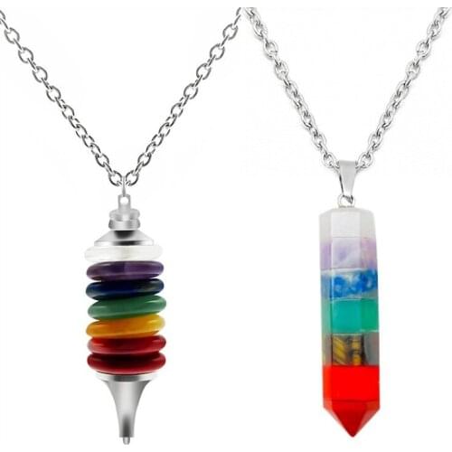 Necklaces for Women and Men Multi-color Rainbow-colored Natural Stone Necklaces for Couples Parties Daily Wear Gifts Jewelry
