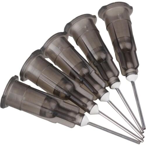 1/2'' Plastic 22Ga Stuck Connector Stainless Steel Dispenser Needles Liquid Adhesive Glue Syringe Pack of 100