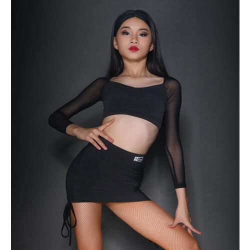 2021 Girls Latin Dance Competition Dress Children Long Sleeved Tops Skirts Suit Kids Ballroom Rumba Latin Dance Costumes DN9288