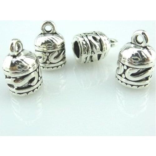 10pcs Antique Silver 12*8mm Beads Cap Charms Pendant For Jewelry Making Bracelet Vintage 14023