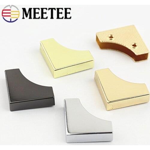 Meetee10Pcs 21/30mm Metal Bag Corner Protector Wrapping Angle Buckle Notebook Edge Banding Clasp DIY Decoration End Clip Buckles