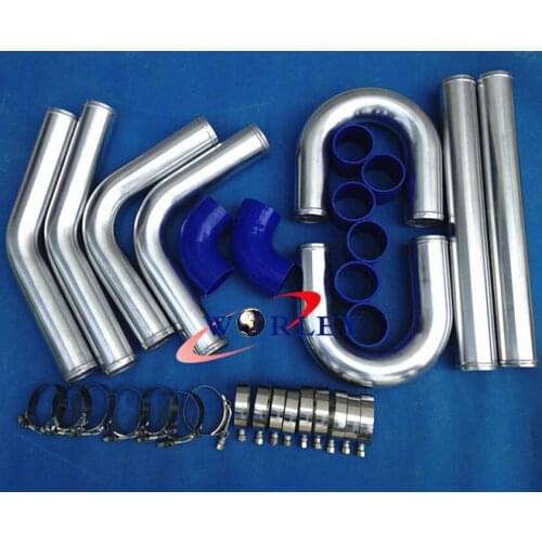 2" 51 mm Aluminum Universal Intercooler Turbo Piping pipe & Blue hose kits