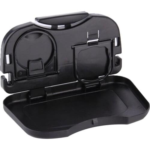 Folding Auto Cup Holder Back Seat Table Drink Food Tray Travel Desk Car Supply
