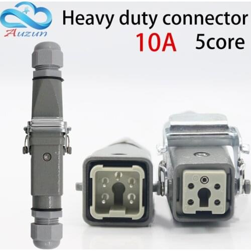Heavy-duty connector 5(4+ 1) 10A 250V HA-005-4 is connected to the hot runner screw foot Butt plugs
