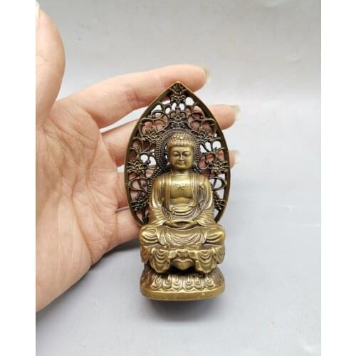 Tibetan Bronze Brass Sakyamuni Buddha Statue Small Ornament