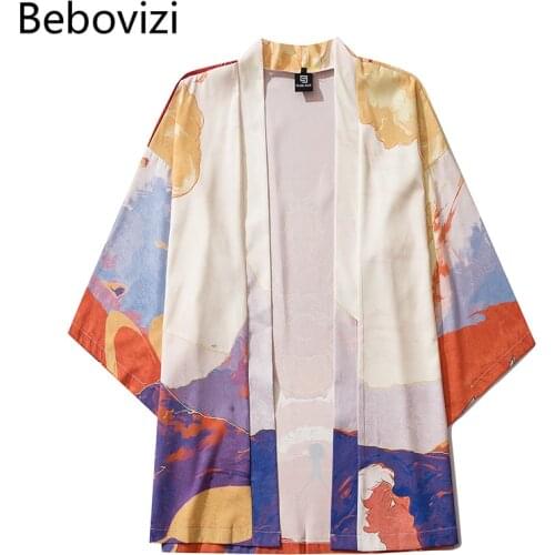 Traditional Jacket Men Haori Yukata Cardigan Samurai Kimonos Karate Streetwear Fire Dragon Shirt Women Japanese Style Kimono