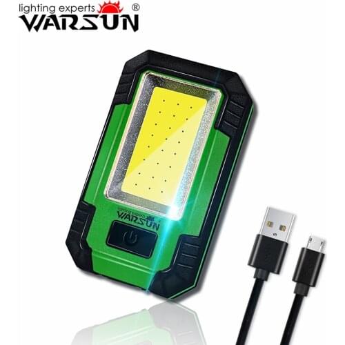 Warsun Waterproof Led Flashlight Magnetic Power Bank Job Light Portable Rechargeable High Brightness Green Color Camping Lamp