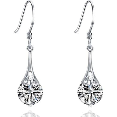 Utimtree Fine Quality Wedding Earrings Jewelry Sterling Silver 925 Dangle Earrings with Austrian Crystal Dangle Earing for Women