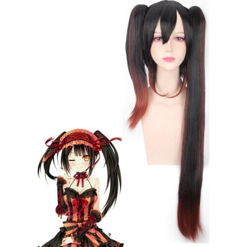 Anime DATE A LIVE Nightmare Tokisaki Kurumi Long wig Cosplay Costume Women Synthetic Hair Halloween Party Role Play wigs