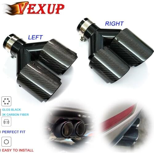 1 PCS Car Carbon Fiber Gloss Black Muffler Tip Y Shape Double Exit Exhaust Pipe Mufflers Nozzle Decoration Universal Stainless