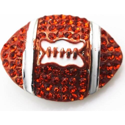 10pcs/lot Full Rhinestone Crystal American Football Snap Buttons for 18mm Snaps Bracelet&Bangles DIY Snap Jewelry Charms