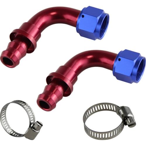 AN12 90 Degree Push On Lock Socketless Oil Fuel Line Hose End Fitting Adapter