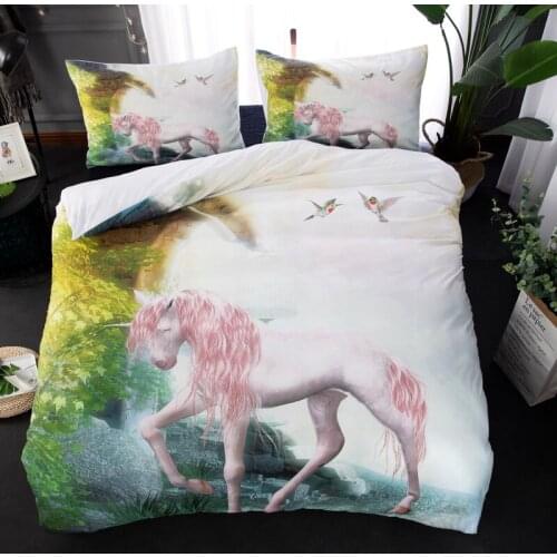 3D Unicorn Bedding Set birds Duvet Cover With Pillowcase Twin Queen King Size Bed Set 3pcs bedlinen dropshipping