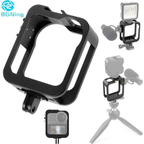 Aluminum CNC Protective Cover 360 VR Panoramic Camera Cage for Gopro Max Frame Removable Quick Release Case with Cold Shoe Mount