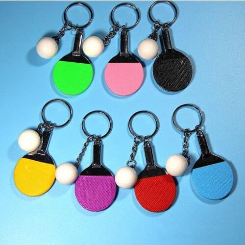 7 Color Sport Table Tennis Ball Badminton Bowling Keychain Key Chain Keyring Key Ring Souvenir Gift Accessories