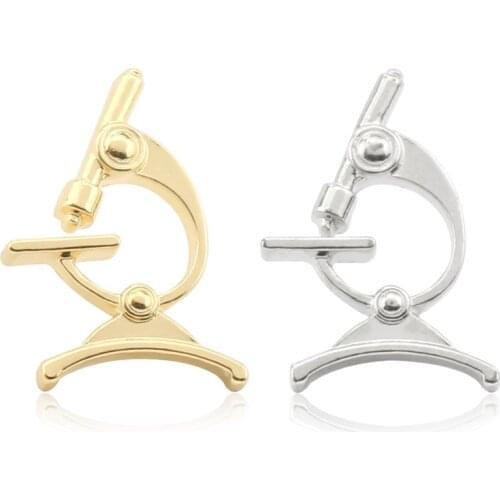 Medical Jewelry Microscope Shape Brooch Pin Metal Badges Brooches Pins For Doctor Nurse Graduate Students
