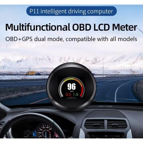 P11 HD TFT OBD Digital Speed Hud Display Car Speedometer OBD2 Turbo Boost Pressure Meter Alarm Oil Water Temp Gauge Code Reader