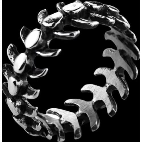 Dropshipping Cool Rings Gothic Stainless Steel Keel Ring Vintage Halloween Creative Animal Design Bijoux Animal Jelwery Gifts