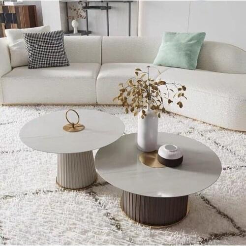 ChinaFurniture manufacturing factory, Nordic light luxury marble tabletop, creative stainless steel base coffee table