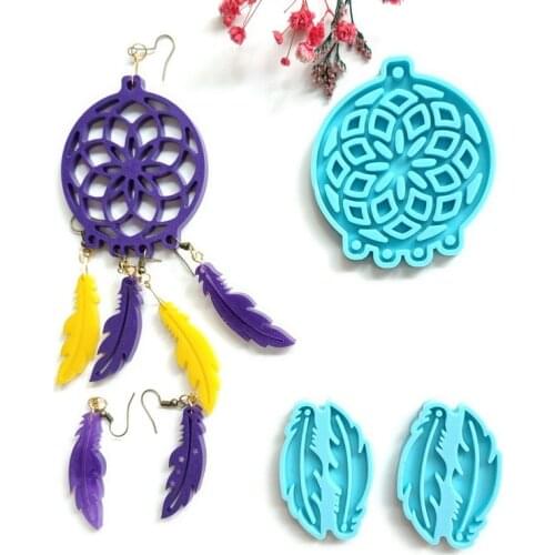 1 Set Types Dreamcatcher Pendant Resin Molds Immortal Feather Silicone Molds DIY Epoxy Resin Hanging Deacortion