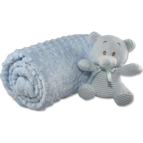 Dion-Merino Quirky Bud Baby Blanket Blue