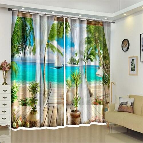 Customized Beautiful scenery Luxury 3D Blackout Window Curtain Drapes For Living room Bed room Hotel Wall Tapestry Cortinas