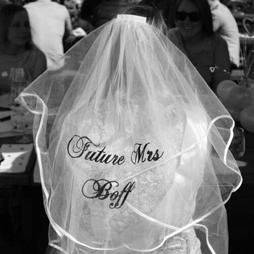 Personalized Wedding Simple White Color Two Layers Bridal Veil Marriage Accessories Women Veil with Comb Custom Name Short Veils