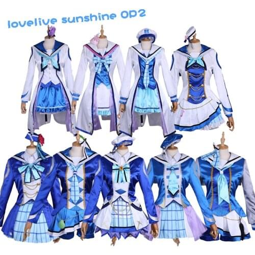 Love live Sunshine Aqours OP2 Ruby Dia Riko Chika Yoshiko Mari Cosplay Costume Cute Dancing Dress Halloween Uniforms Custom Made