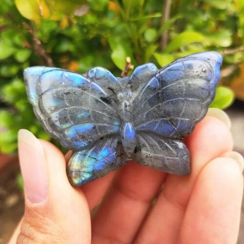 Beautiful Natural Shining labradorite crystal butterfly Feldspar quartz Butterflies Christmas healing