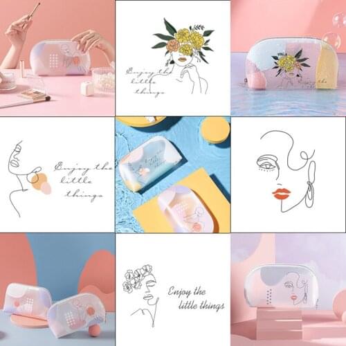 TPU Cute Cartoon Cosmetic Bag Transparent Ins Style Storage Bag Large Capacity Cosmetic Bag Travel Pouch TS2