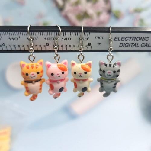 1Pair Lovely Small Flower Cat Earrings for Girl Cute Drop Dangle Earring Women Creative Simulated Animal Earings Jewelry EC295