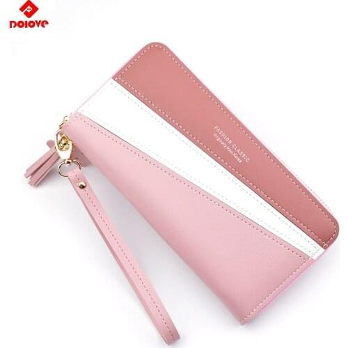 Fashion Brand Long Wallets Women Leather Women Wallets Wristlet Handbags Long Money Bag Zipper Coin Purse Cards ID