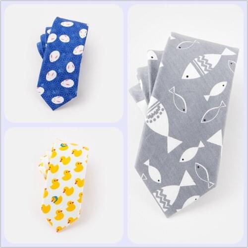 Mens 6cm Skinny Silm Tie Leisure Cartoon Cotton Party Wedding Tie For Men Chrarcter Yellow Rubber Duck Pattern Necktie