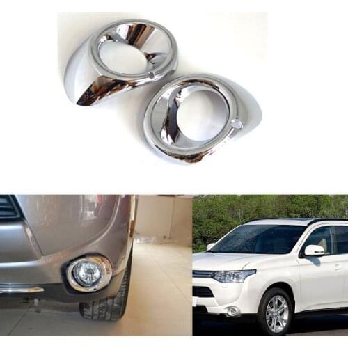 2Pcs Chrome ABS Front Fog Light Lamp Cover Trim For Outlander 2013 2014 New Car Styling Auto Accessories Car Stickers
