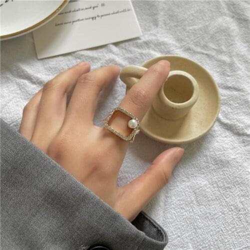 2021 new ring female trend retro small crowd square ring temperament ring jewelry