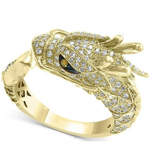 New Arrival Rings for Female Golden Dragon Micro Diamonds Popular Exquisite Jewelry Factory Direct Supply Trendy Party Rings