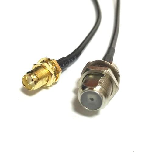 New MWireless Cable SMA Female Jack nut Switch F Female Jack Connector RG174 Cable Pigtail 20CM 8" Adapter
