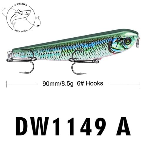 Swimbait Fishing 8.5g/9cm ABS Plastic Hard Bait Artificial Sinking Pencil Wobbler Bionic Bait 6# With Treble Black Nickel Hook