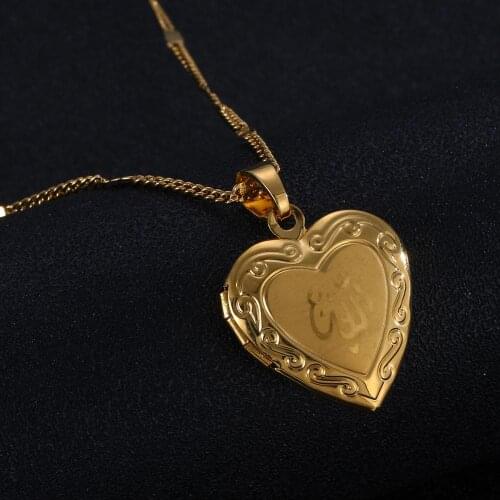 Heart Locket Pendant Necklace Gold Color Romantic Trendy Heart Pendant Jewelry