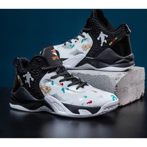 Professional Comfortable Graffiti Basketball Shoe Male Cushioning Hombre Athletic Shoes Mens Outdoor Leather Sneakers zapatillas