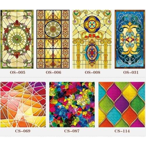 60cmx120cm No glue electrostatic scrubs translucent church stained window film and doors wardrobe furniture foil Raamfolie