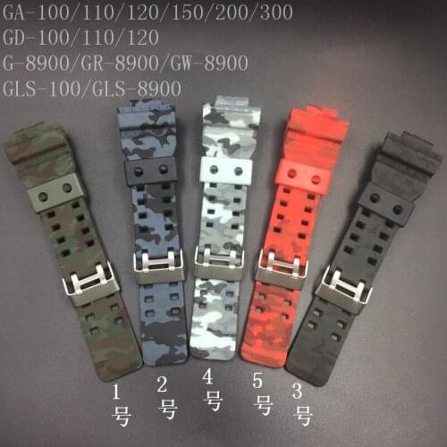 Watch Strap for Casio G-shock Rubber Resin Camouflage Strap GA-110 100 120 GD120 Watch Accessories Band