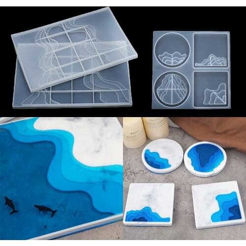 Tea Tray Coaster Epoxy Resin Moulds Decorative DIY Ocean Terrace landscape Silicone Mold For Craft Casting Jewelry Handmade Tool