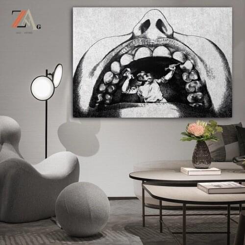 Modern abstract art dentist humor stone wall art print art tooth anatomy office decoration medical canvas print mural medical