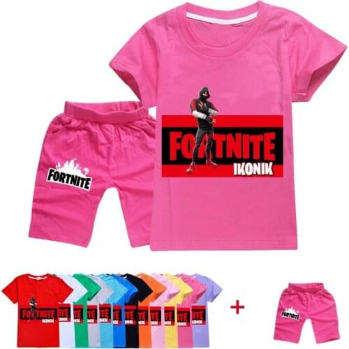 Fortnites Boys' Tracksuit Summer T-shirt girls Short-sleeved Pants Suit Cotton Childrens Clothing Kids Sports Suit